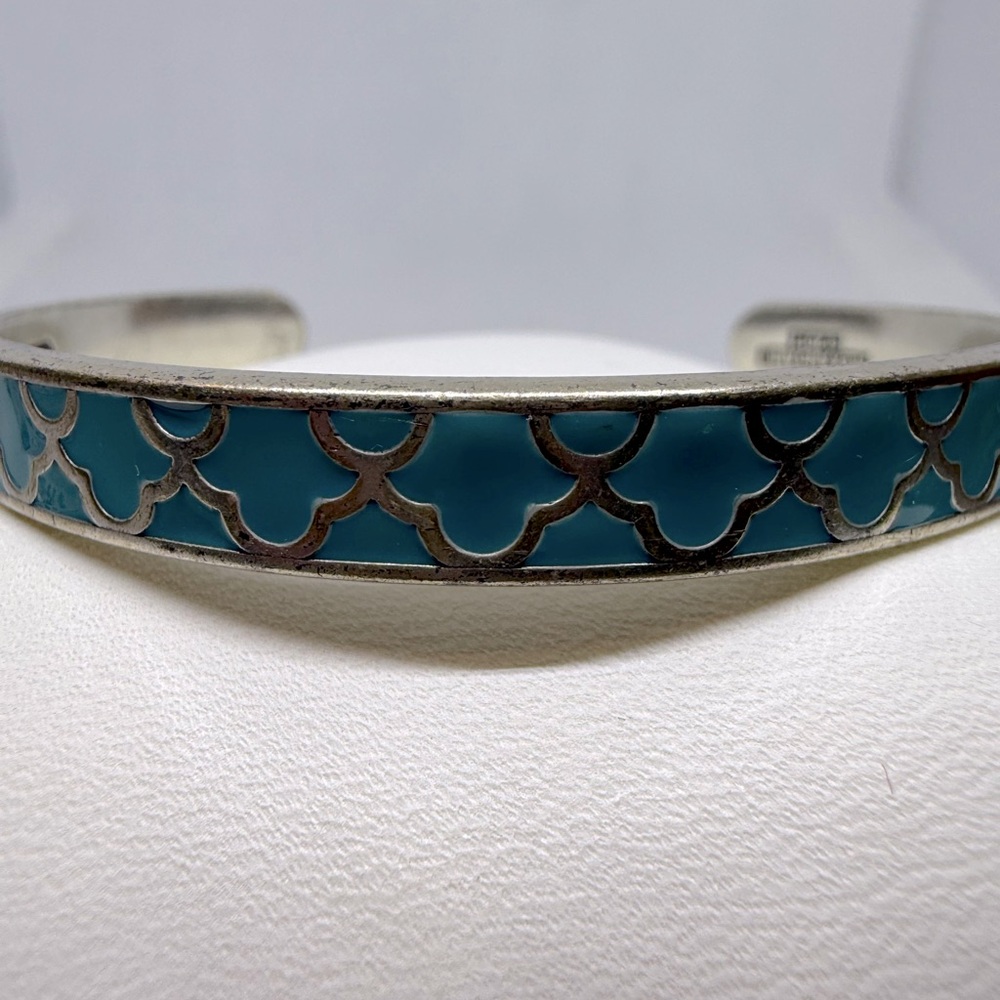Alex & Ani 2017 Elegant Silver and Turquoise Enamel Cuff Bracelet